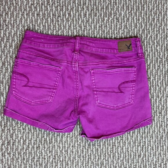 #150 Women's American Eagle Outfitters Stretch Jean Shorts, Hot Pink, Size 4 - Picture 2 of 3